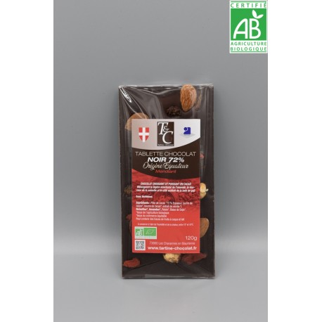 Tablette Chocolat Noir 72% Mendiants