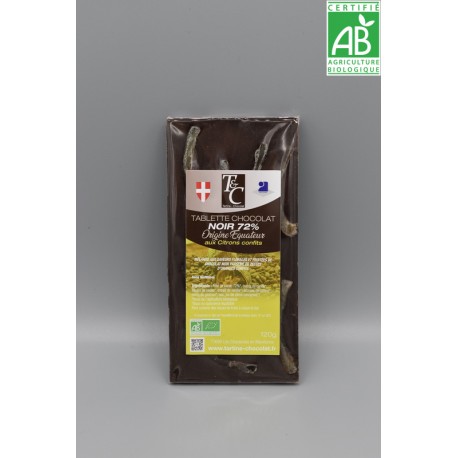 Tablette Chocolat Noir 72% Citrons confits