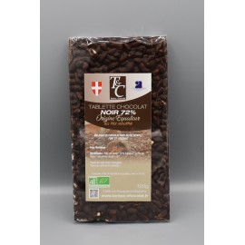 Tablette Chocolat Noir 72% Origine Equateur au riz soufflé