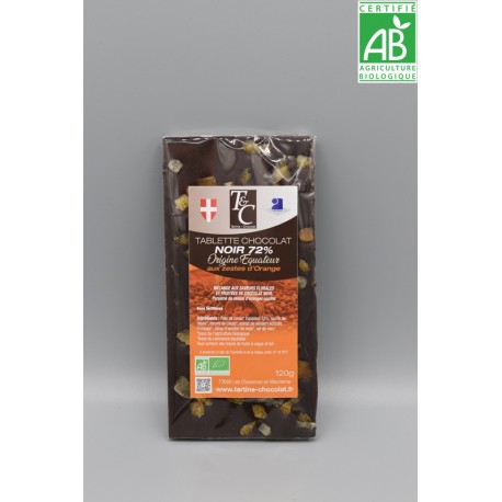 Tablette Chocolat Noir 72% aux zestes d'orange