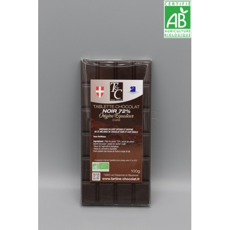 Tablette Chocolat Noir 72% Café