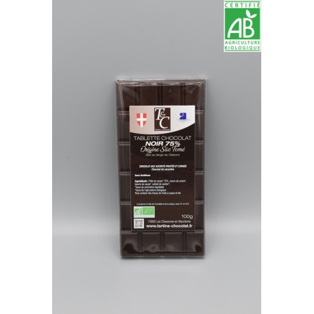 Tablette Chocolat Noir 75% Sao Tomé